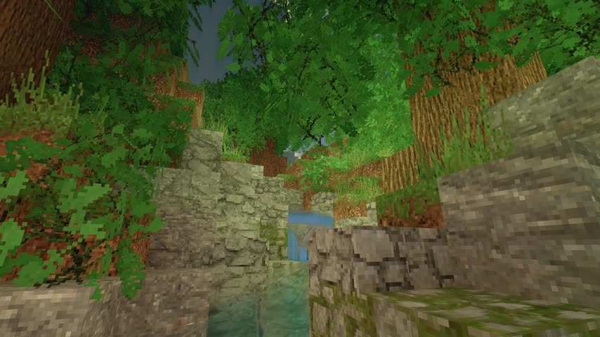 A mossy ravine with the Patrix resource pack