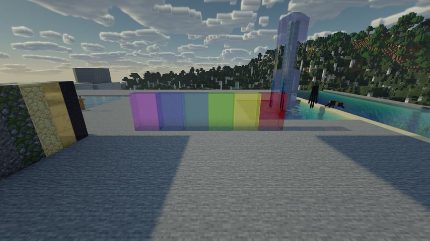 Sunlight through stained glass casting colored shadows on the floor